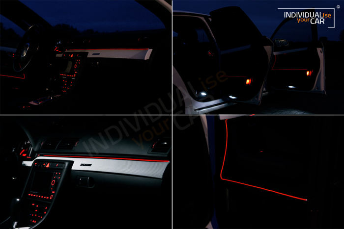 EL Ambiente Lichtleiste Ambientebeleuchtung passend für Audi A4 B6 - Komplettset