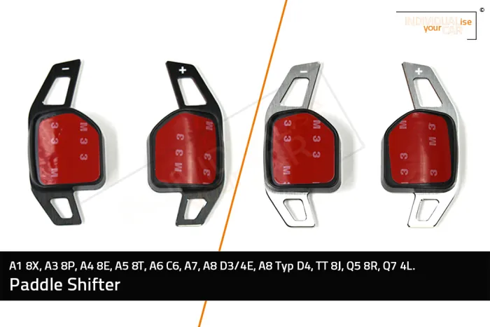 Paddle Shifters Aluminium für A1 8X, A3 8P, A4 8E, A5 8T, A6 C6, A7, A8 D3/4E, A8 Typ D4, TT 8J, Q5 8R, Q7 4L