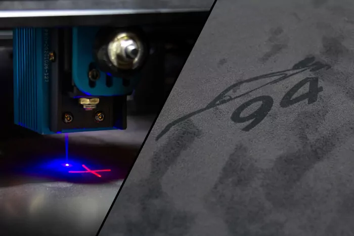 Laser engraving graphics/logos on microfiber