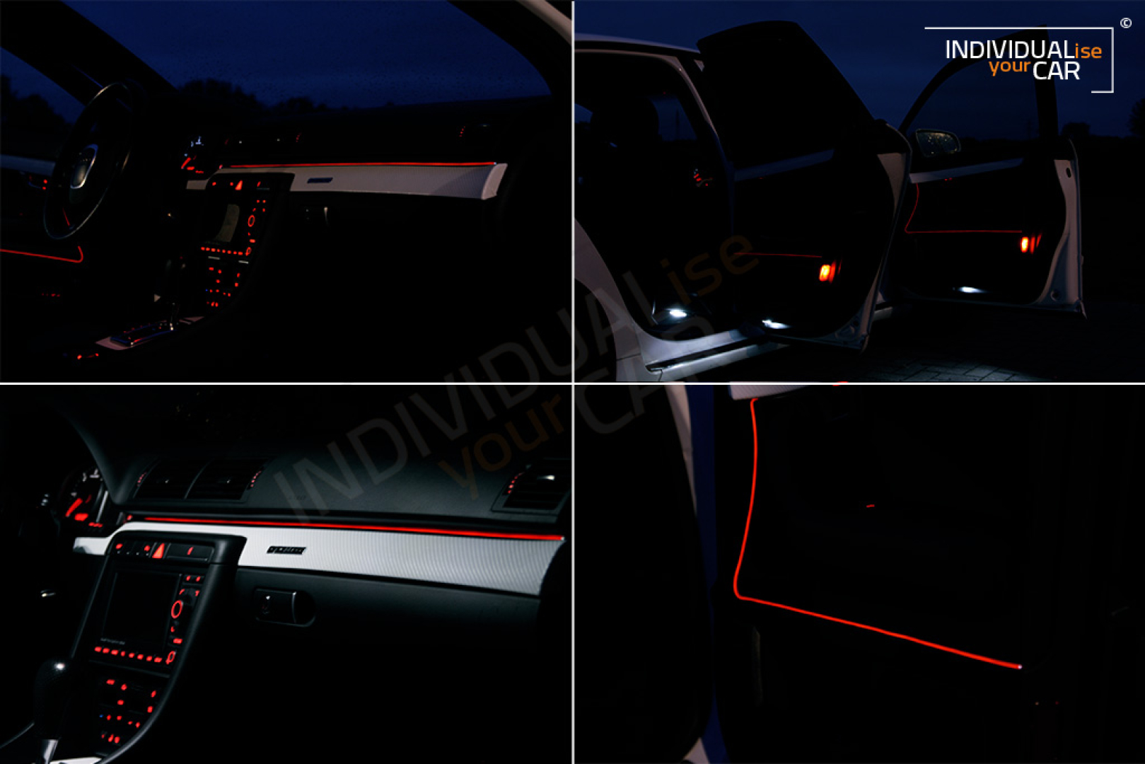 EL Ambiente Lichtleiste Ambientebeleuchtung passend für Audi A4 B6 - Komplettset